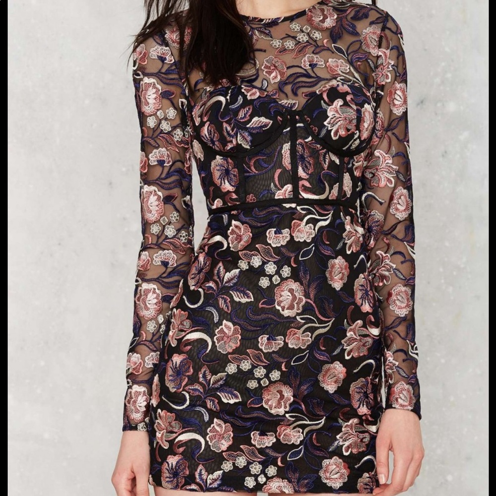 Nasty Gal Bangin’ Blooms Floral Lace Dress